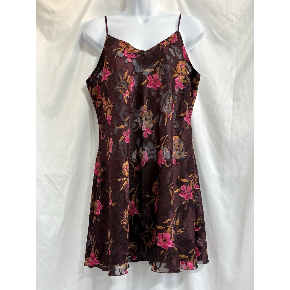 Victoria Secrets Vintage  90s Chemise Slip Dress Gold Label Floral W‎ Sz L